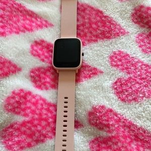 Pink Amazfit smart watch